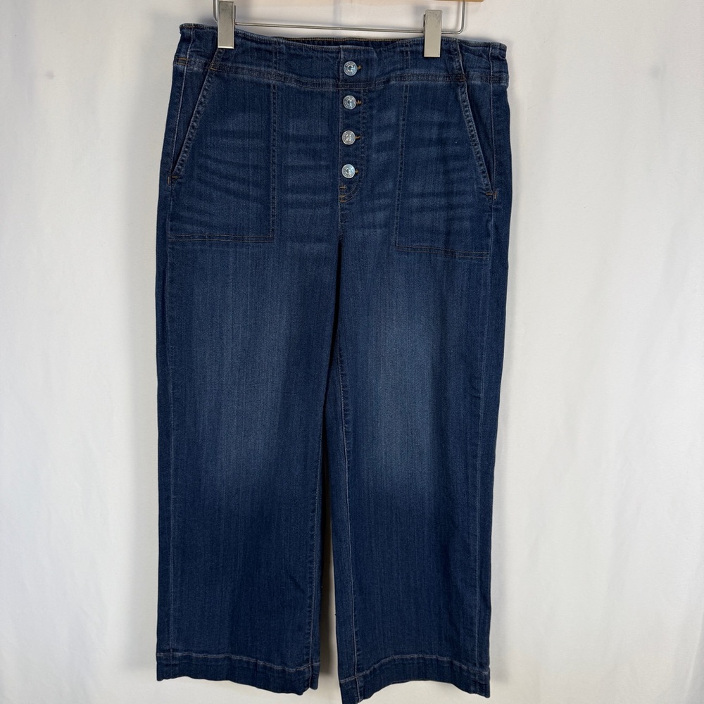 Chico's Dark Wash Cropped Button-Front Jeans